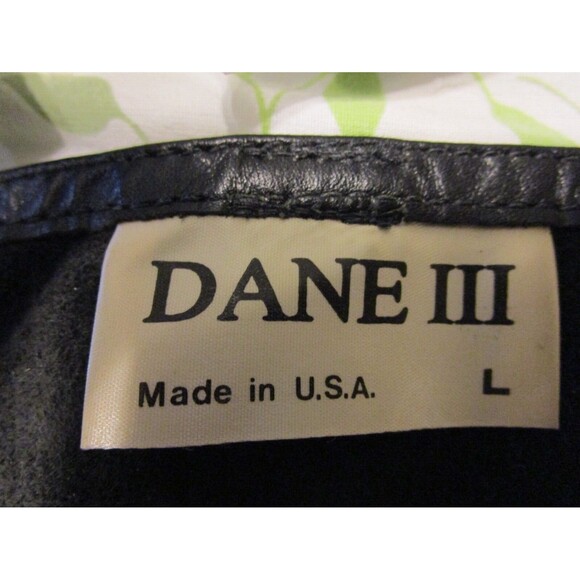 VTG DANE III-Zipper-Soft Black Leather Motorcycle Chaps-Adult L-made in USA - Picture 2 of 7